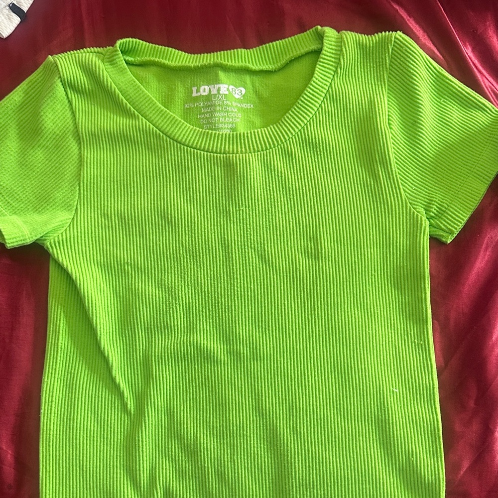 Love Lime Green  Ribbed T-Shirt